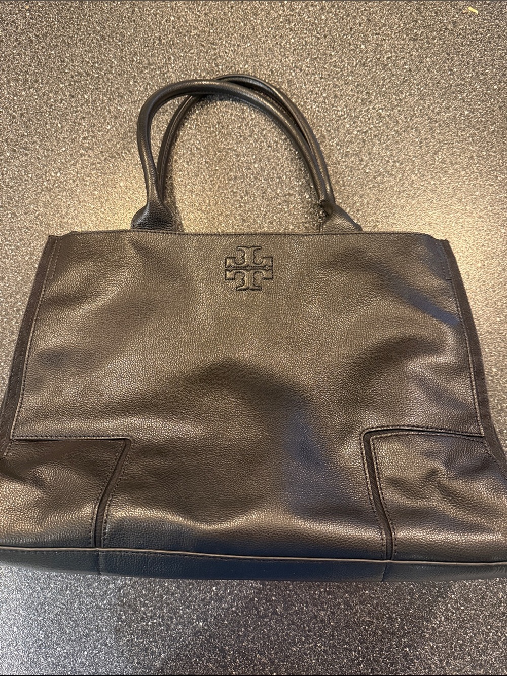 Tory Burch Black Pebble Leather Work Tote